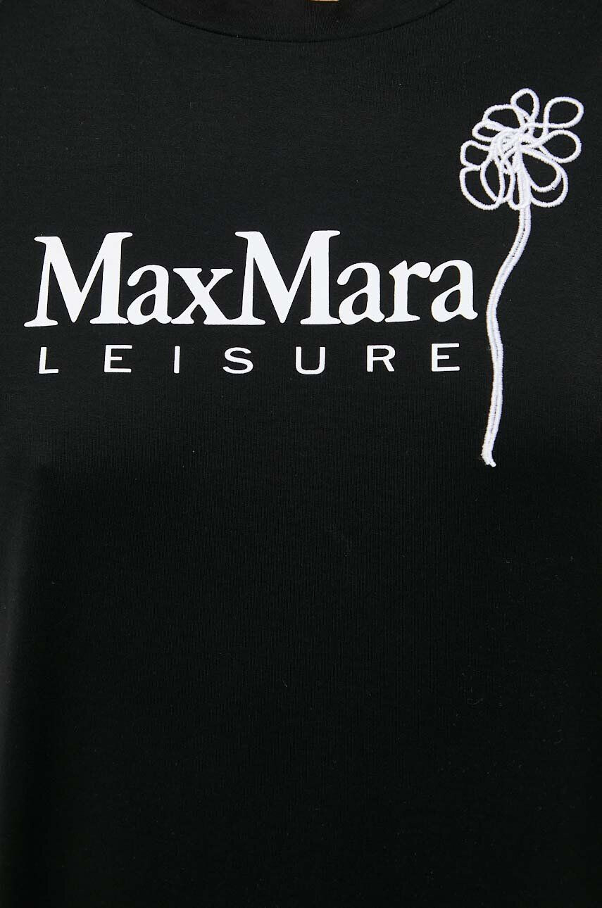 Max Mara Leisure Bombažna kratka majica črna barva - Pepit.si