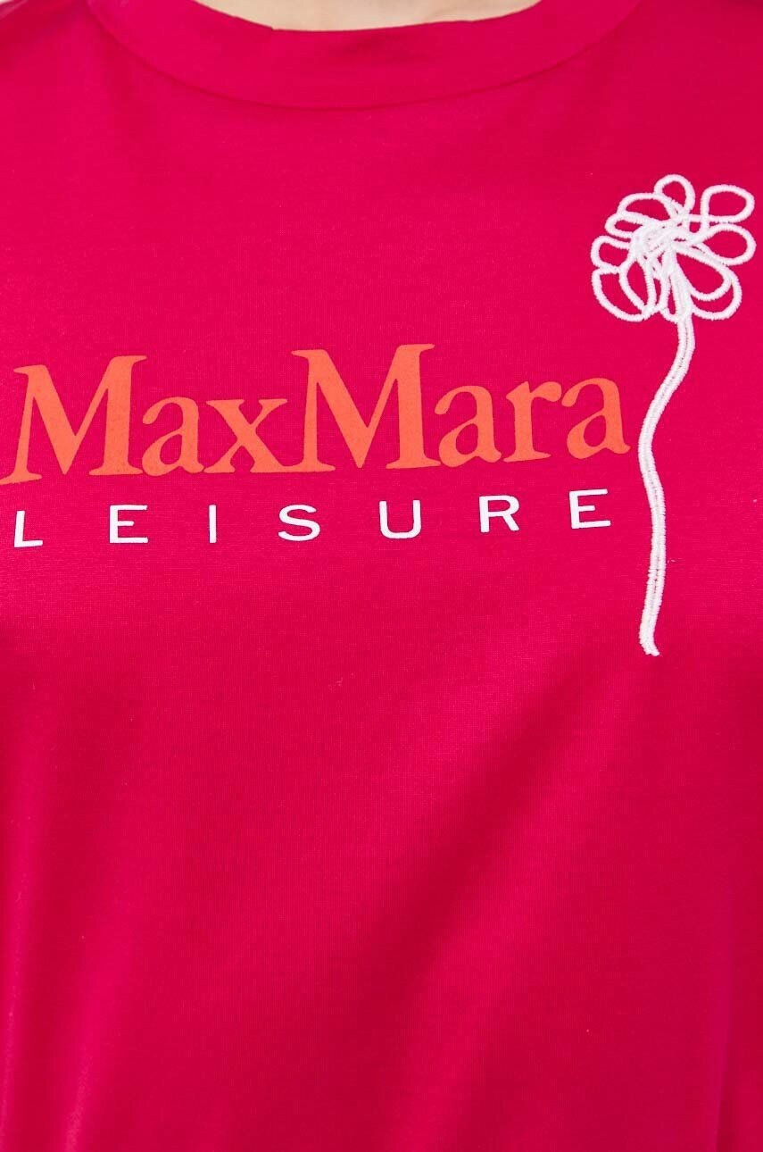 Max Mara Leisure Bombažna kratka majica roza barva - Pepit.si