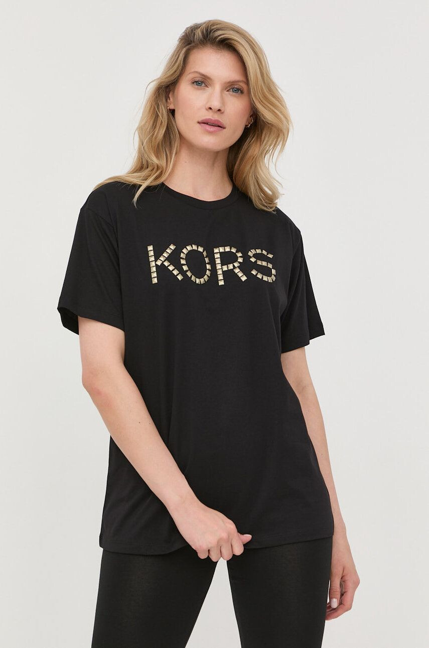 MICHAEL Michael Kors Bombažen t-shirt črna barva - Pepit.si