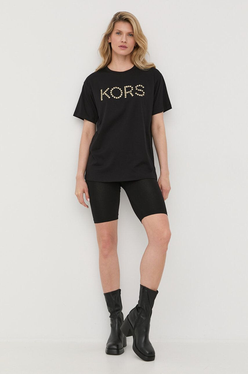 MICHAEL Michael Kors Bombažen t-shirt črna barva - Pepit.si