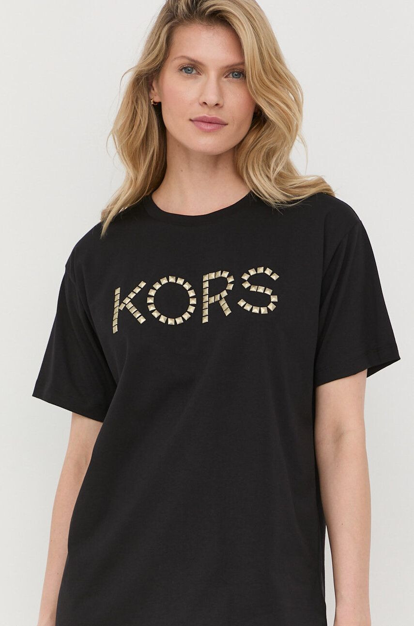 MICHAEL Michael Kors Bombažen t-shirt črna barva - Pepit.si