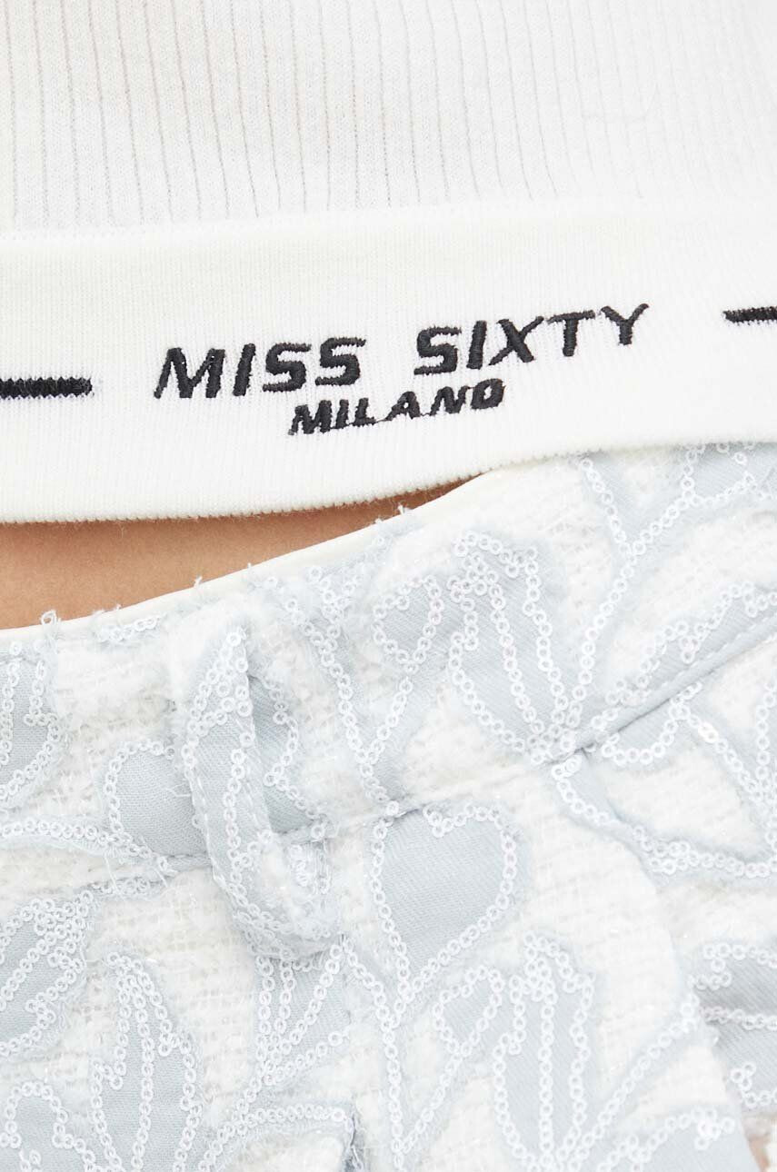 Miss Sixty Majica z dolgimi rokavi s primesjo svile bež barva - Pepit.si