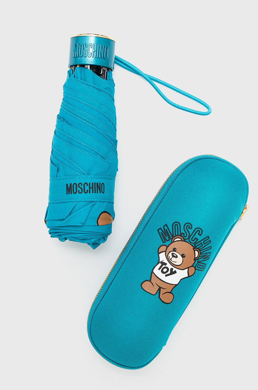 Moschino Dežnik turkizna barva - Pepit.si