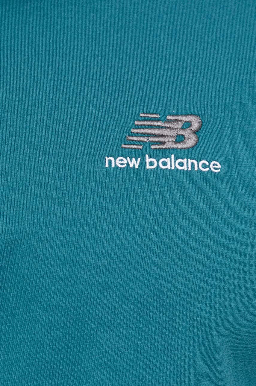 New Balance Bombažna kratka majica zelena barva - Pepit.si