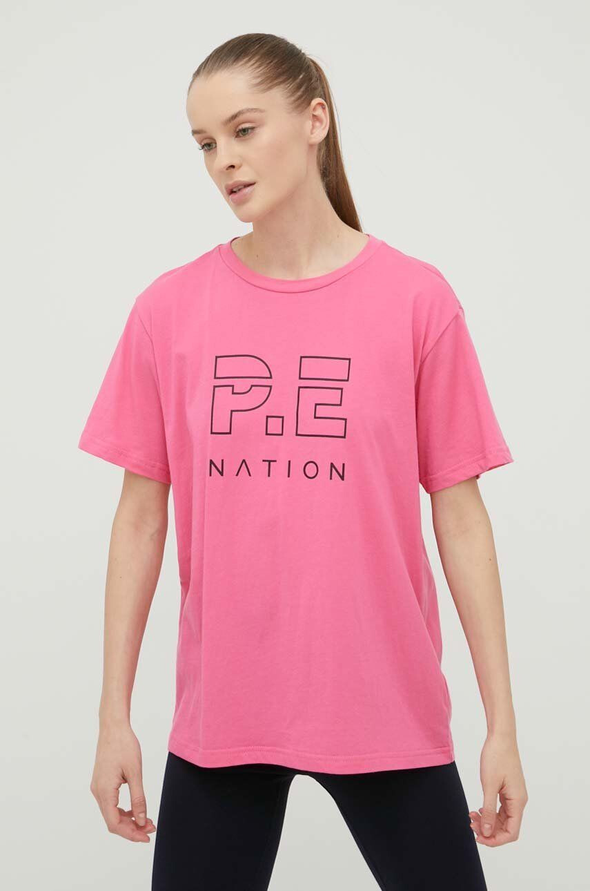 P.E Nation Bombažen t-shirt vijolična barva - Pepit.si