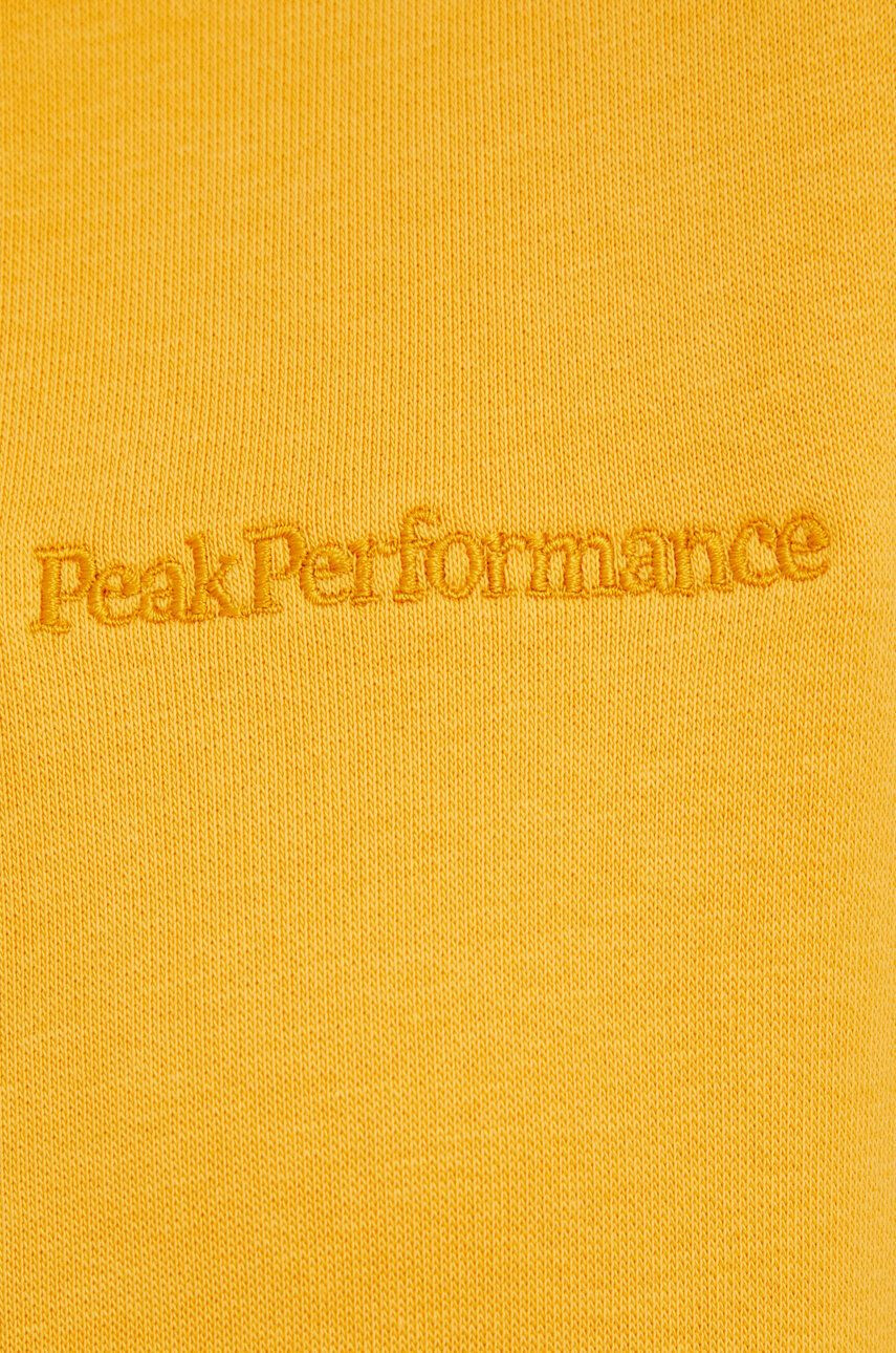 Peak Performance Bluza ženska rumena barva s kapuco - Pepit.si