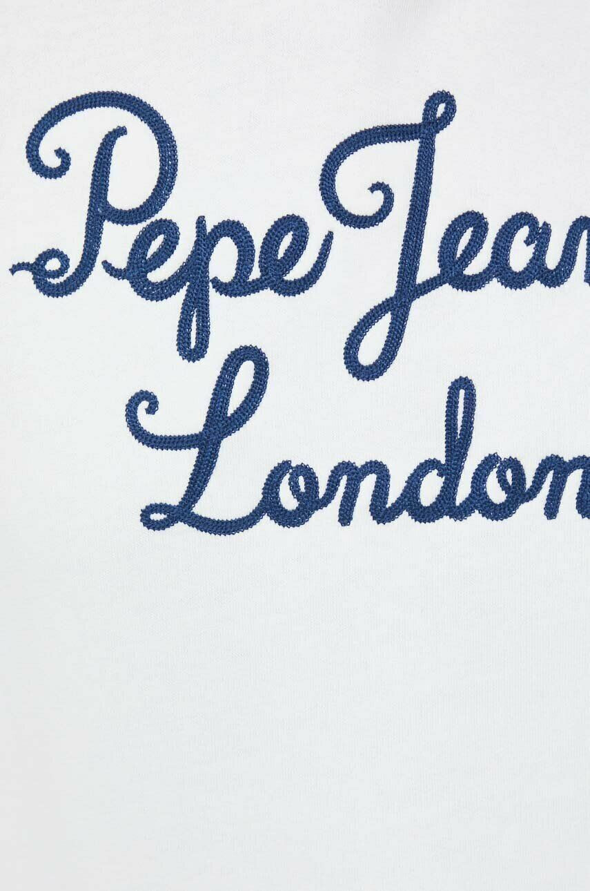 Pepe Jeans Bombažen pulover ženska bela barva s kapuco - Pepit.si