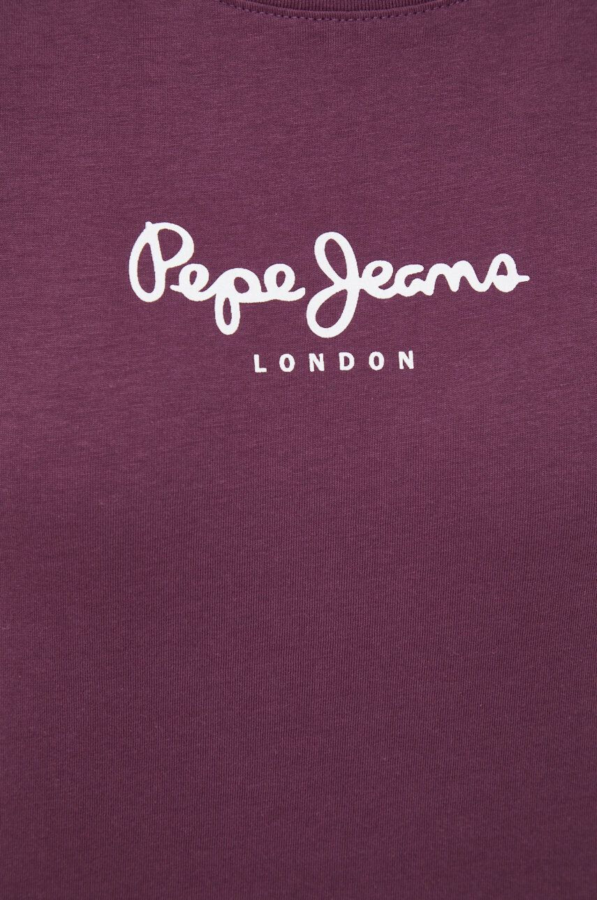 Pepe Jeans Bombažna kratka majica vijolična barva - Pepit.si