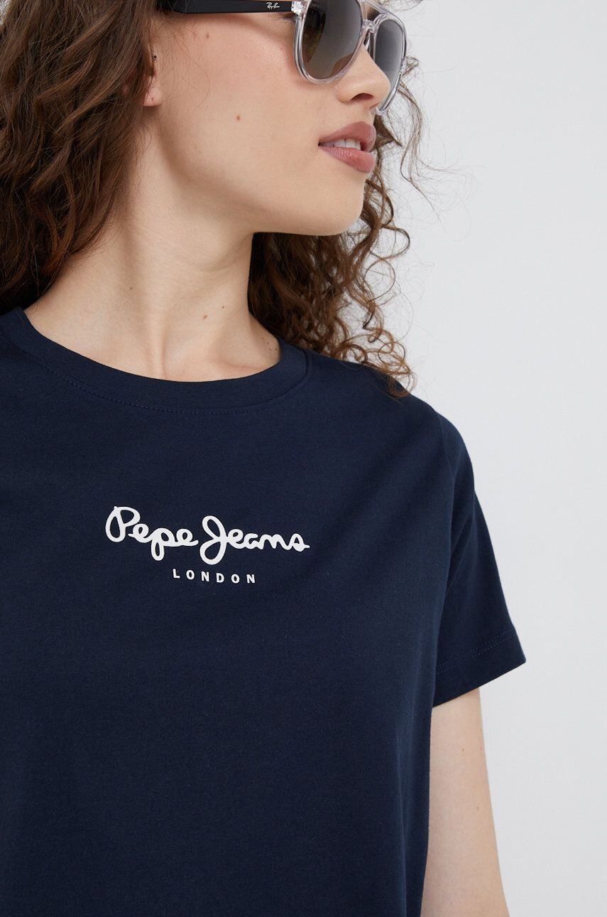 Pepe Jeans Bombažna kratka majica mornarsko modra barva - Pepit.si