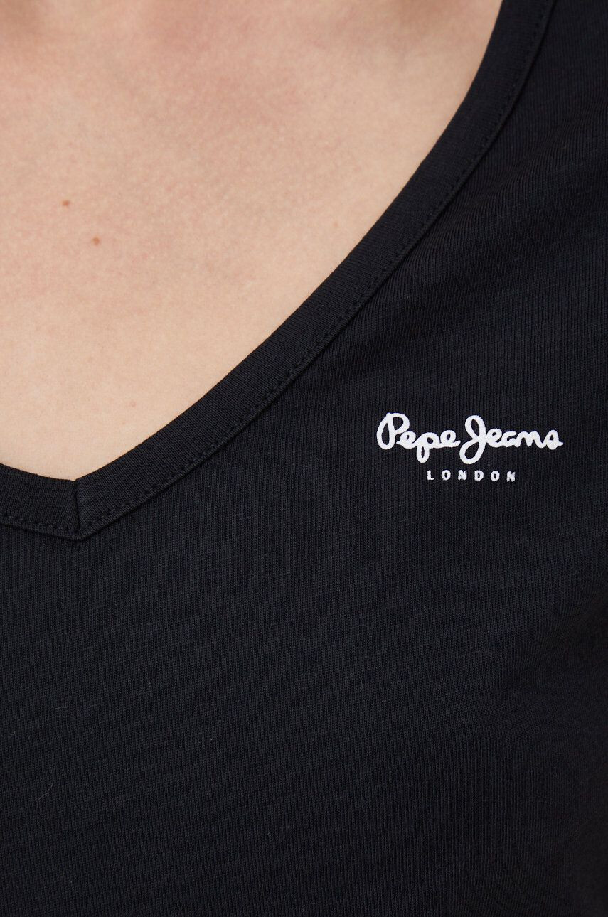 Pepe Jeans Bombažna kratka majica črna barva - Pepit.si