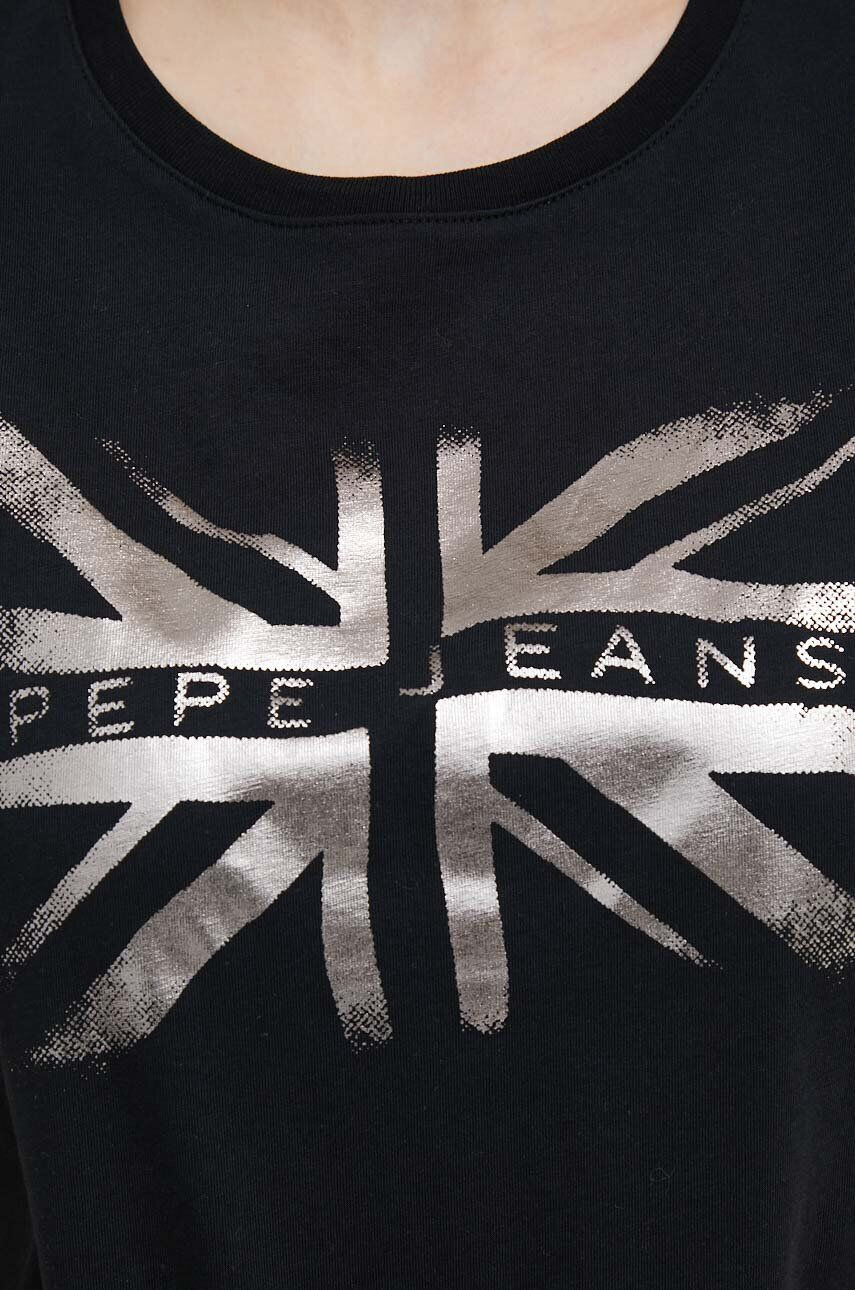 Pepe Jeans Bombažna kratka majica Lali črna barva - Pepit.si