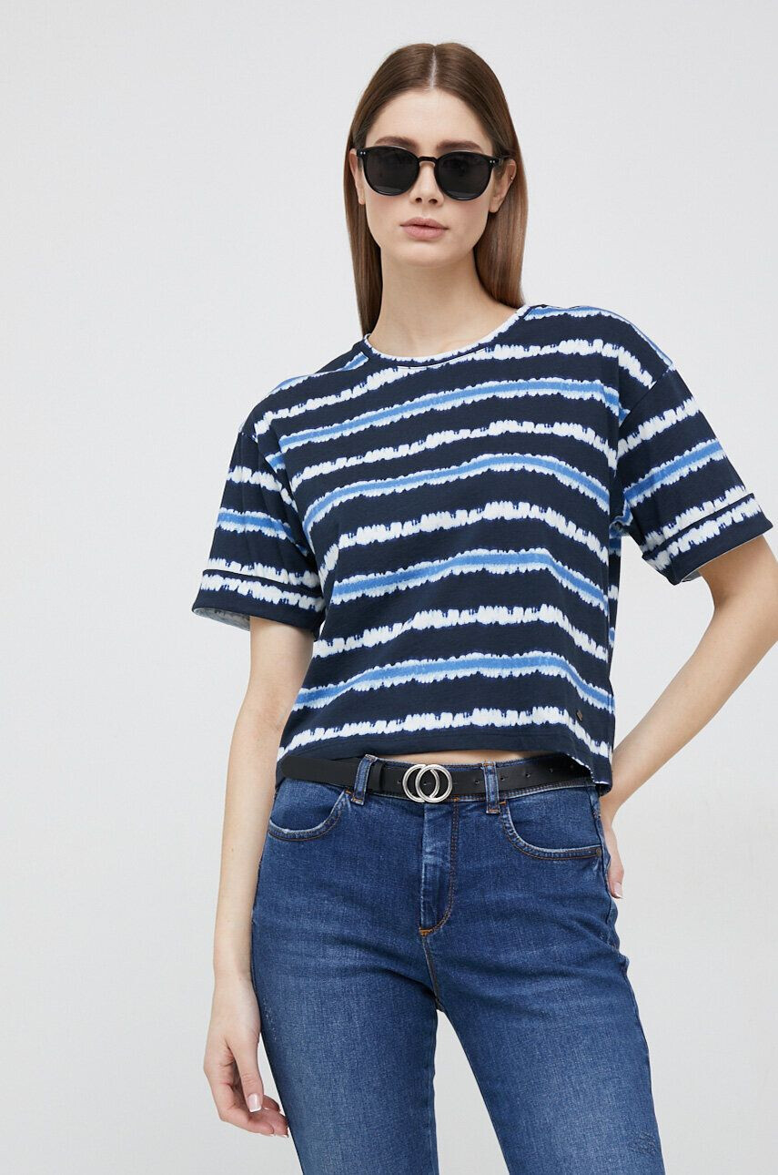 Pepe Jeans Bombažna kratka majica Martha Stripes - Pepit.si