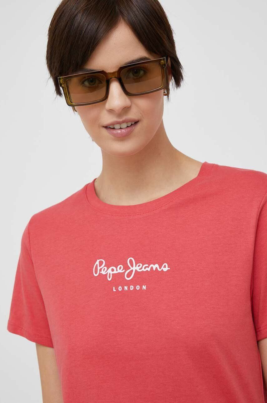 Pepe Jeans Bombažna kratka majica Wendy rdeča barva - Pepit.si