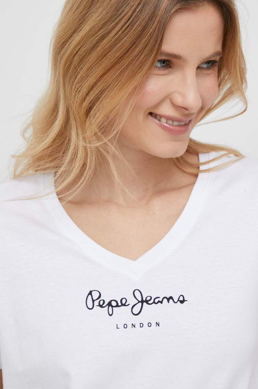 Pepe Jeans Bombažna kratka majica Wendy bela barva - Pepit.si