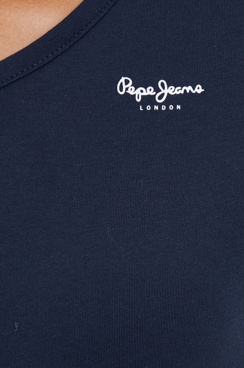 Pepe Jeans Bombažna majica z dolgimi rokavi mornarsko modra barva - Pepit.si