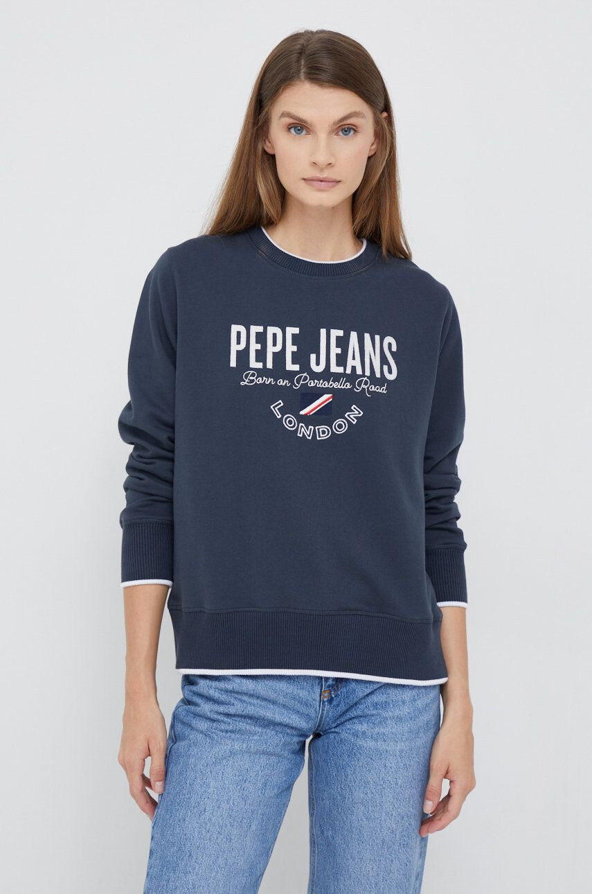 Pepe Jeans Bombažna mikica ženska mornarsko modra barva - Pepit.si