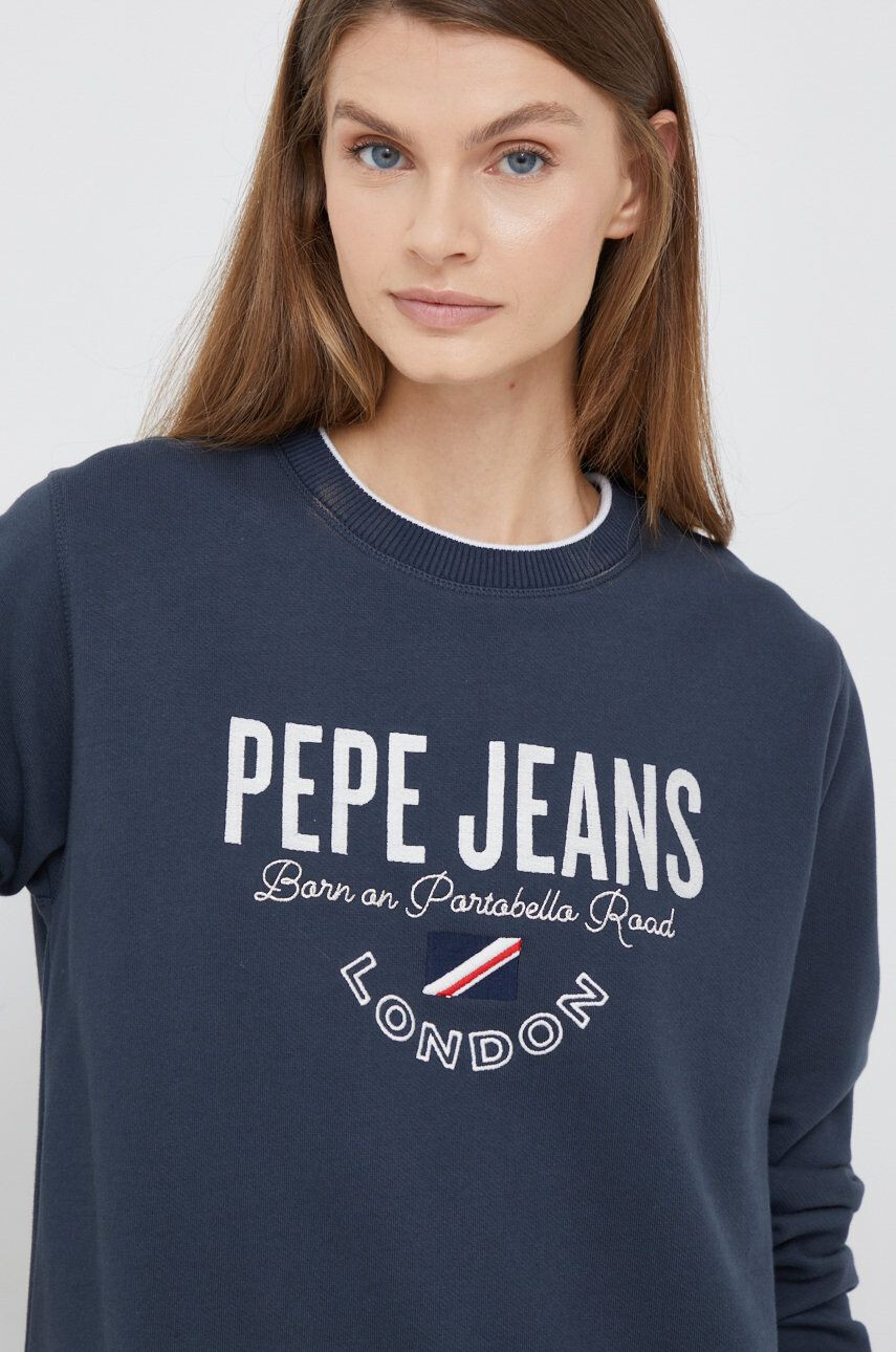 Pepe Jeans Bombažna mikica ženska mornarsko modra barva - Pepit.si