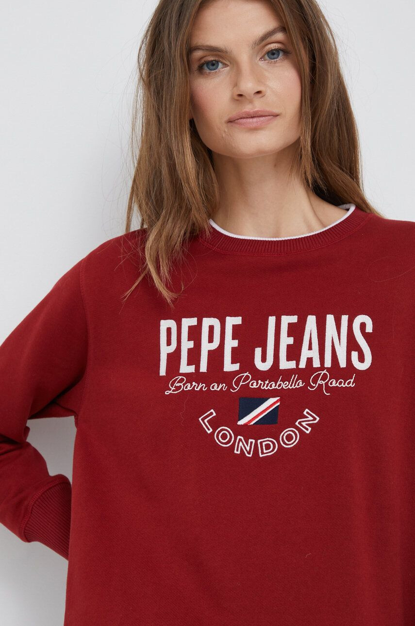 Pepe Jeans Bombažna mikica ženska rdeča barva - Pepit.si