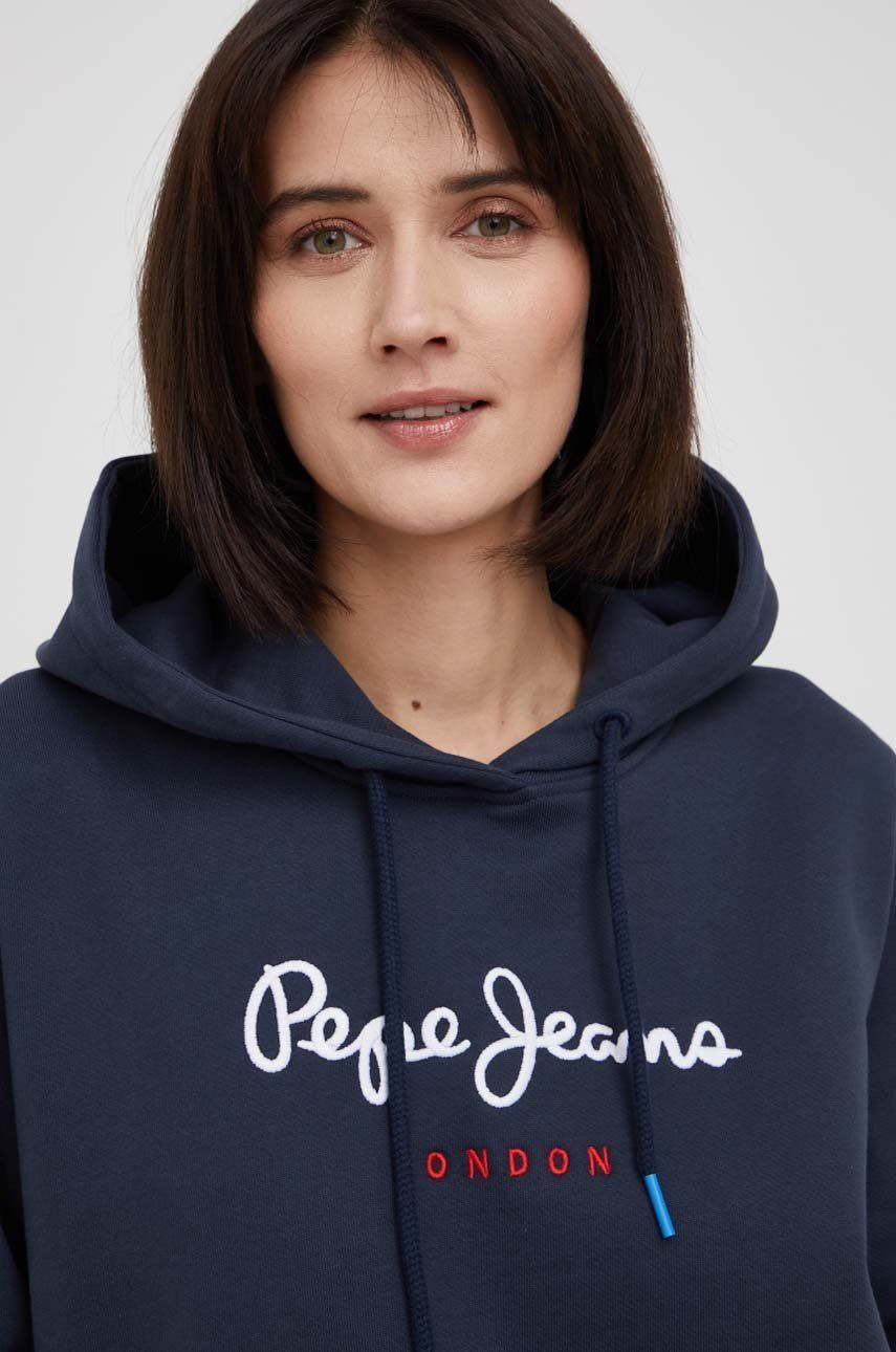 Pepe Jeans Bombažna mikica Calista Hoodie ženska mornarsko modra barva - Pepit.si