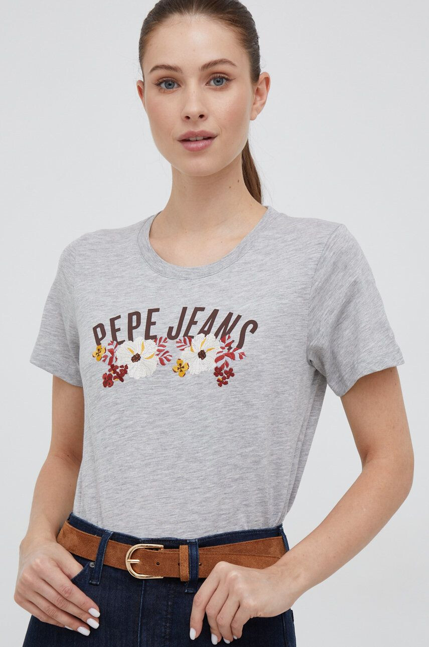 Pepe Jeans Kratka majica ženska siva barva - Pepit.si