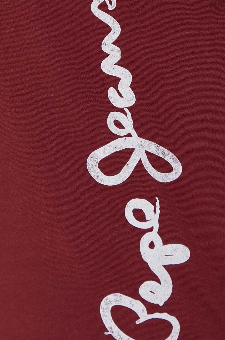 Pepe Jeans Kratka majica ženski bordo barva - Pepit.si