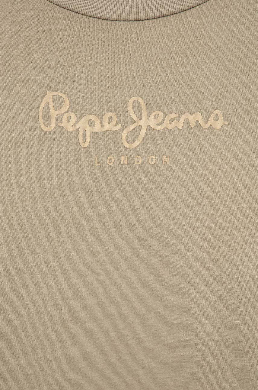 Pepe Jeans Otroška bombažna kratka majica bež barva - Pepit.si