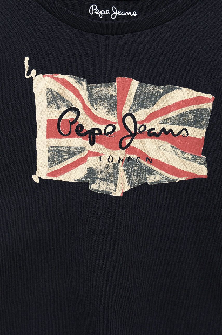 Pepe Jeans Otroška bombažna kratka majica mornarsko modra barva - Pepit.si