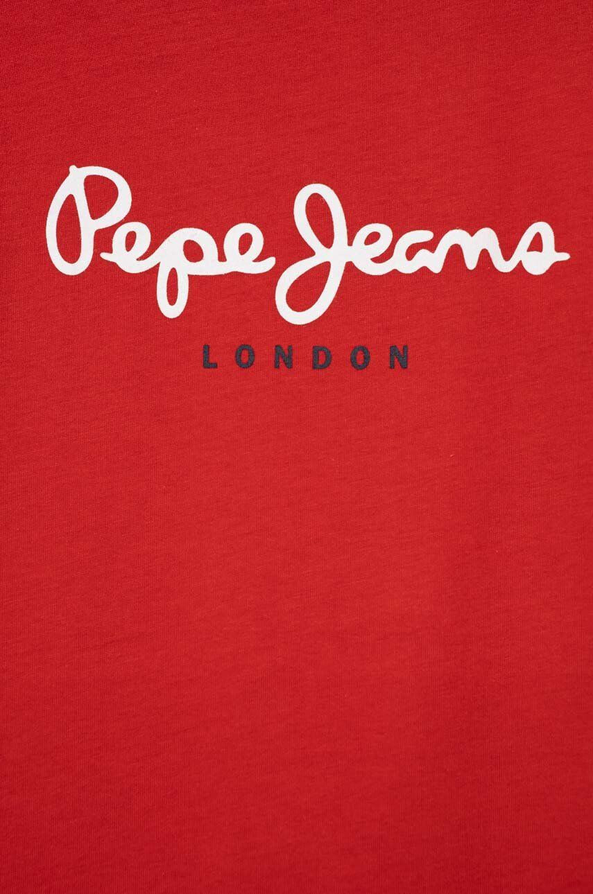 Pepe Jeans Otroška bombažna kratka majica PJL BJ rdeča barva - Pepit.si