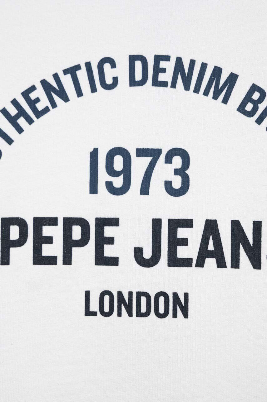 Pepe Jeans Otroški bombažen pulover bela barva - Pepit.si