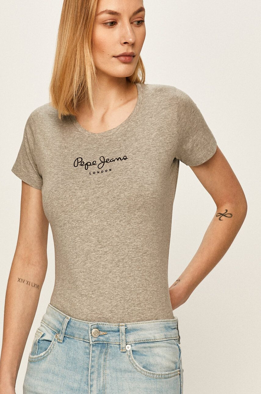 Pepe Jeans Top New Virginia ženski siva barva - Pepit.si