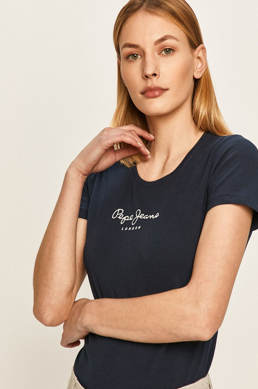 Pepe Jeans Top New Virginia ženski mornarsko modra barva - Pepit.si