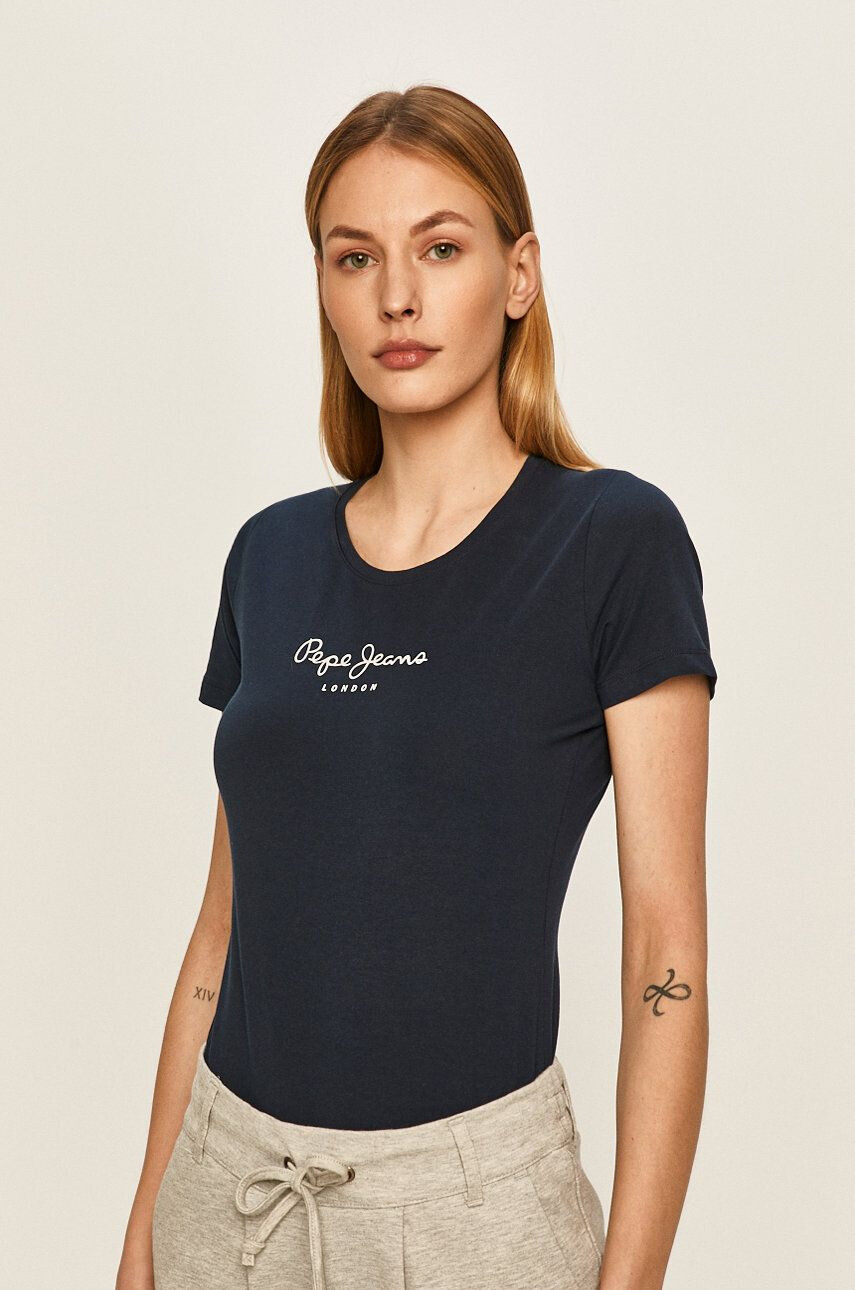 Pepe Jeans Top New Virginia ženski mornarsko modra barva - Pepit.si