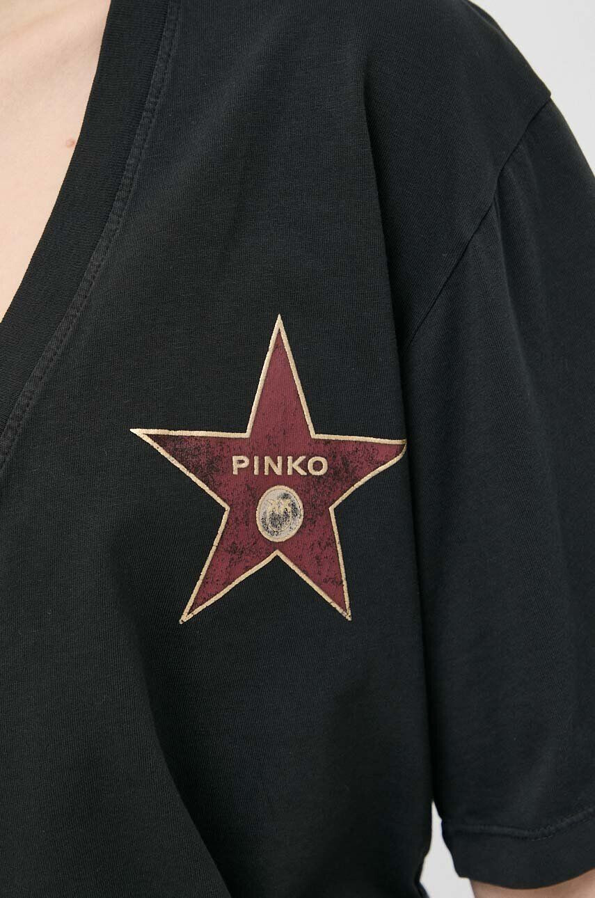 Pinko Bombažna kratka majica črna barva - Pepit.si