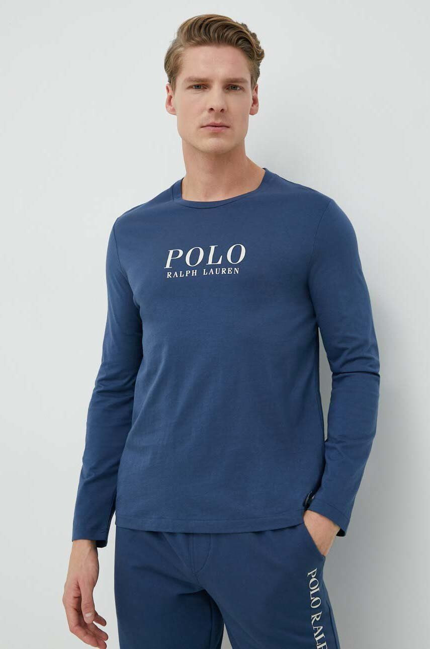 Polo Ralph Lauren Bombažen pižama longsleeve mornarsko modra barva - Pepit.si