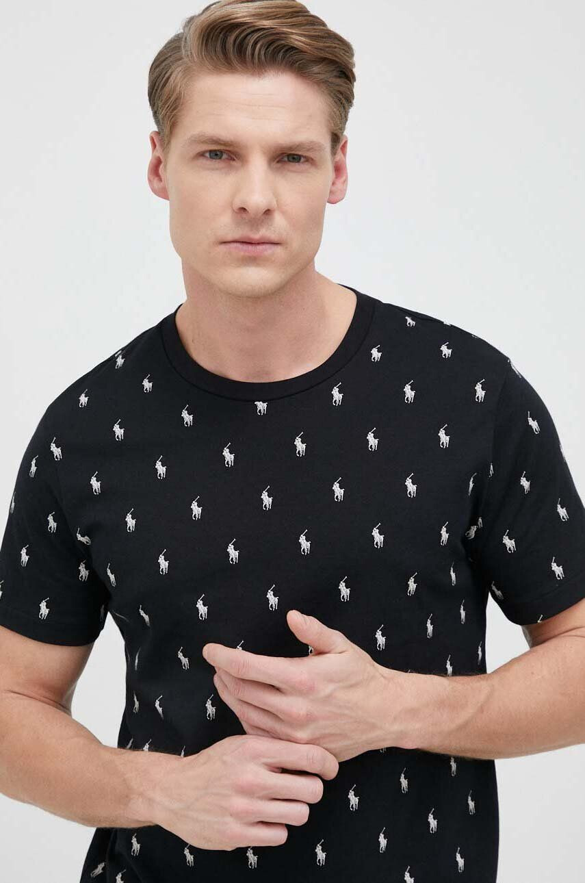 Polo Ralph Lauren Bombažen pižama t-shirt črna barva - Pepit.si