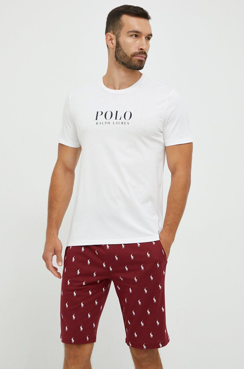 Polo Ralph Lauren Bombažen pižama t-shirt bela barva - Pepit.si