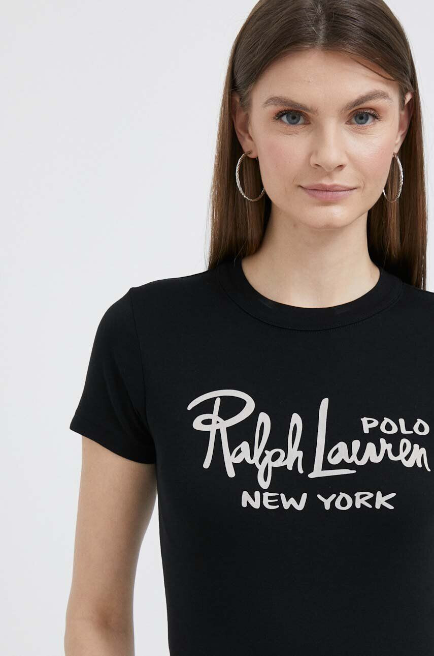 Polo Ralph Lauren Bombažna kratka majica črna barva - Pepit.si