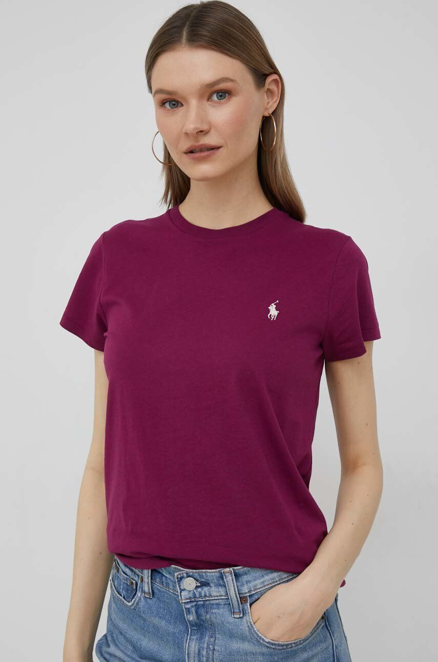 Polo Ralph Lauren Bombažna kratka majica bordo barva - Pepit.si