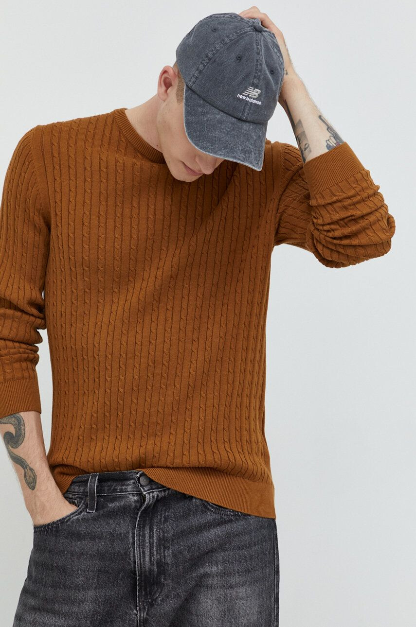 Produkt by Jack & Jones Bombažen pulover moški rjava barva - Pepit.si