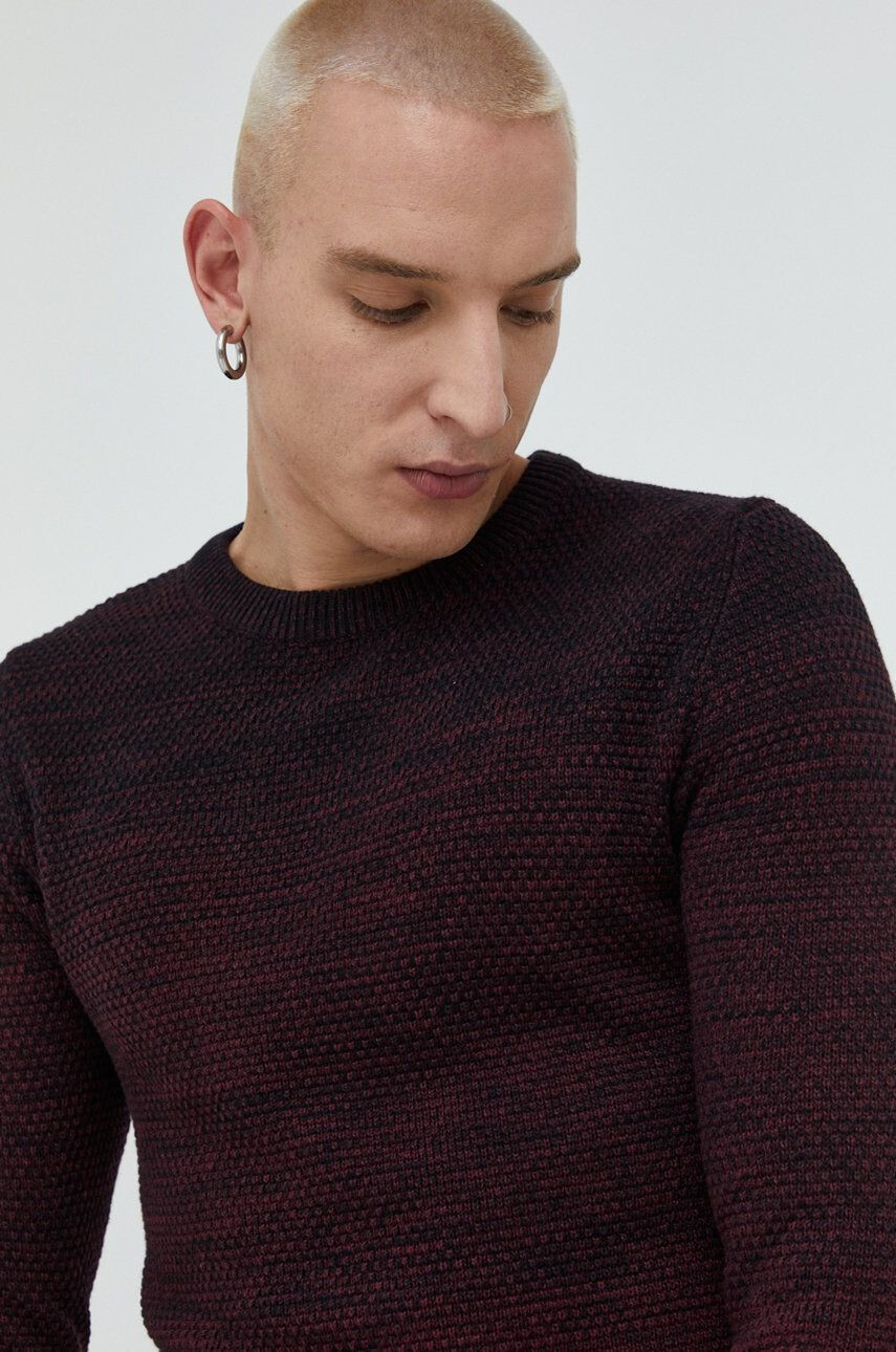 Produkt by Jack & Jones Bombažen pulover moški bordo barva - Pepit.si