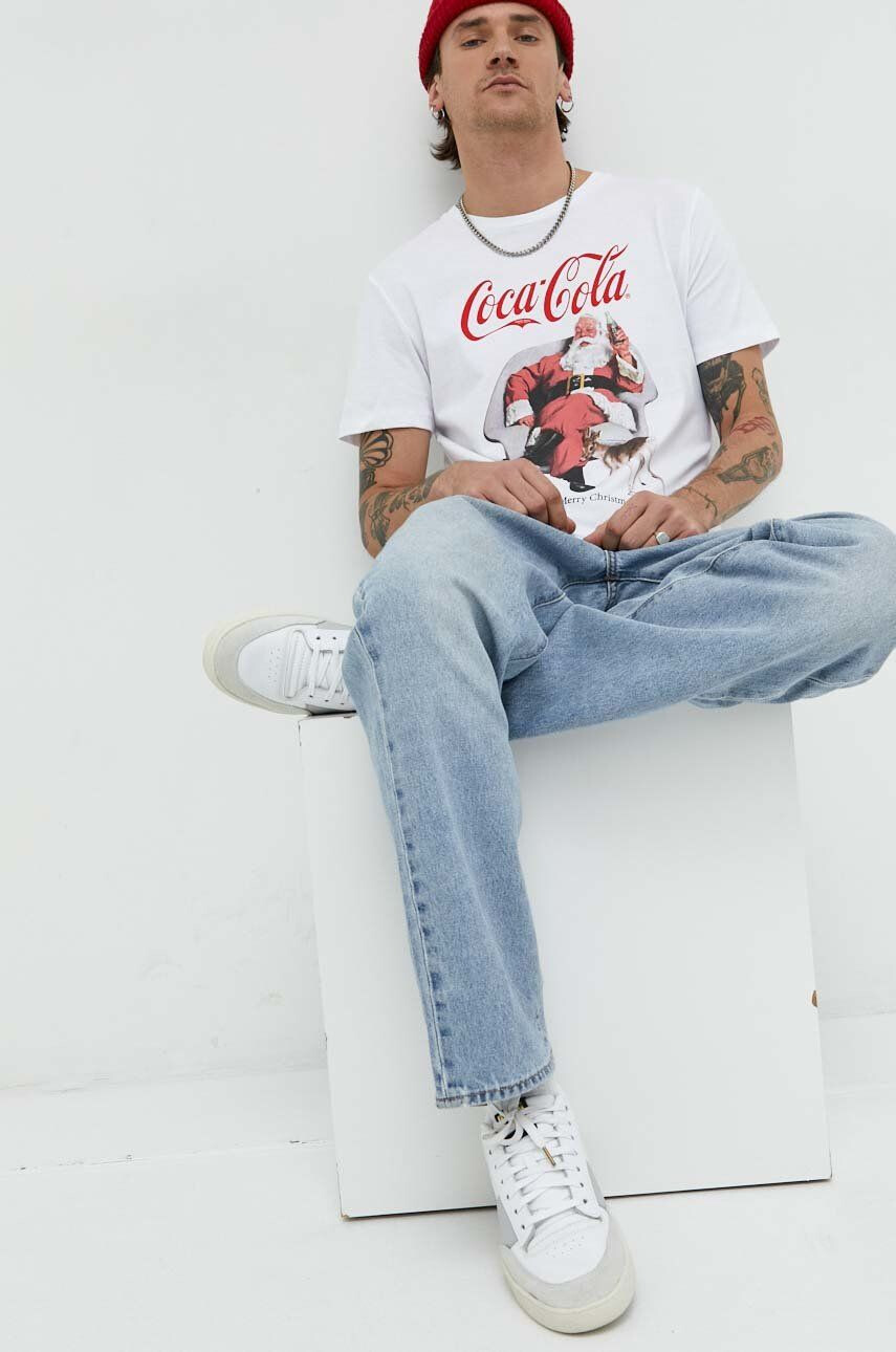 Produkt by Jack & Jones Bombažna kratka majica x Coca Cola bela barva - Pepit.si