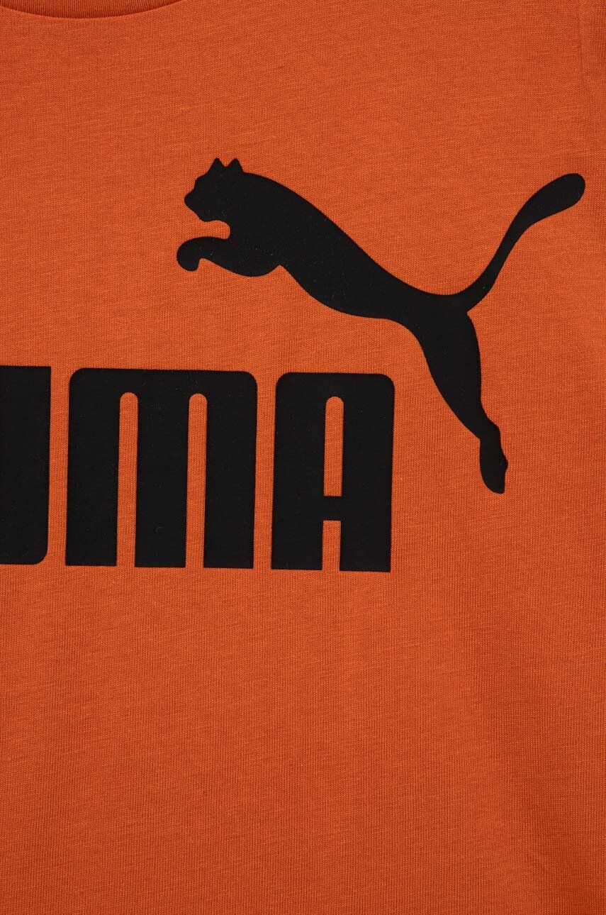 Puma Otroška bombažna kratka majica ESS Logo Tee B oranžna barva - Pepit.si