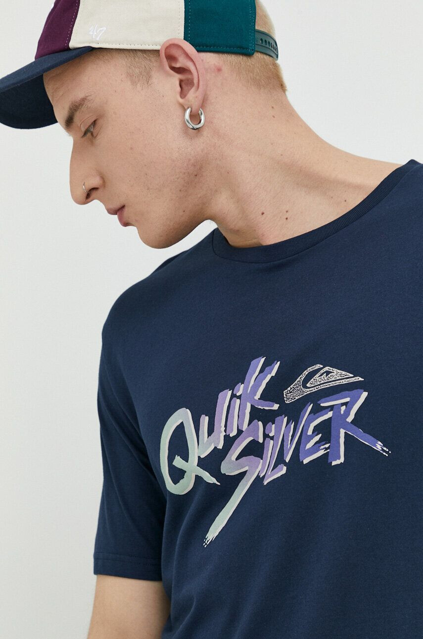 Quiksilver Bombažna kratka majica mornarsko modra barva - Pepit.si