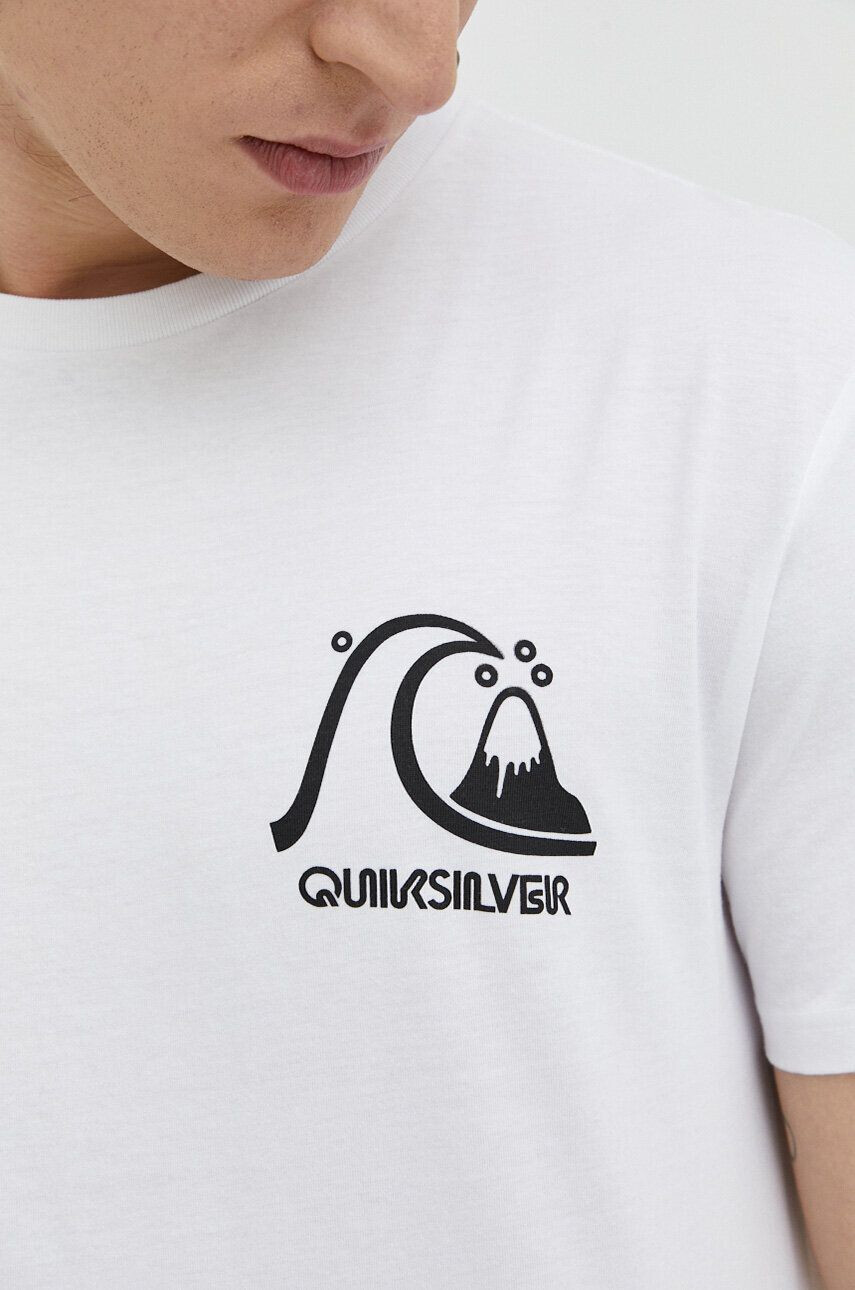 Quiksilver Bombažna kratka majica bela barva - Pepit.si