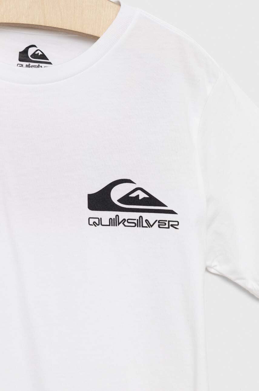 Quiksilver Otroška bombažna kratka majica bela barva - Pepit.si