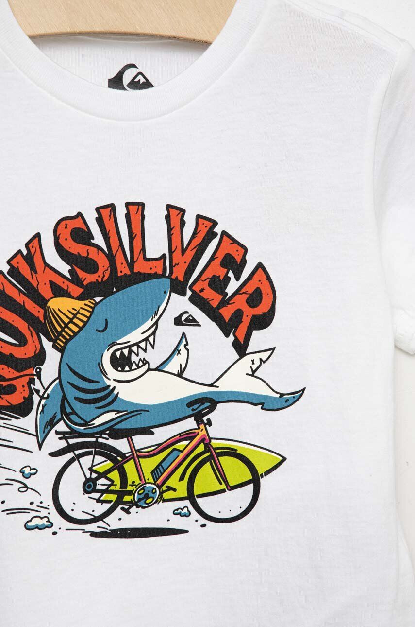 Quiksilver Otroška bombažna kratka majica bela barva - Pepit.si