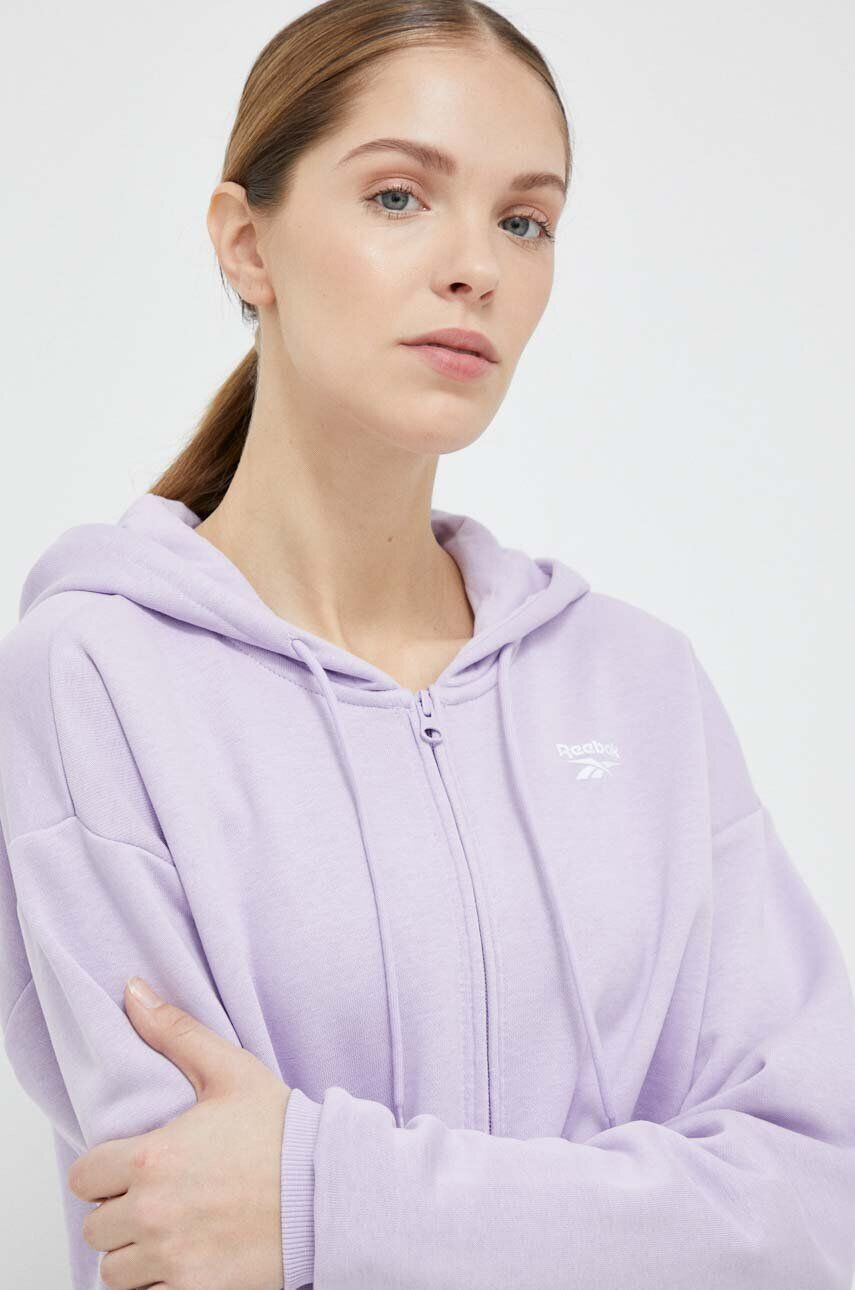 Reebok Bluza ženska vijolična barva s kapuco - Pepit.si