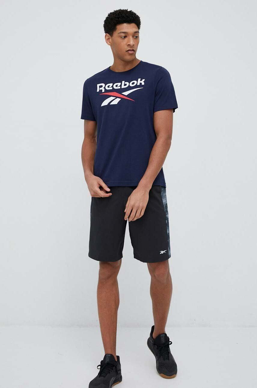 Reebok Bombažna kratka majica bež barva - Pepit.si