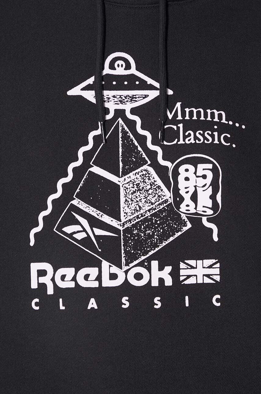 Reebok Classic Bombažen pulover črna barva s kapuco - Pepit.si