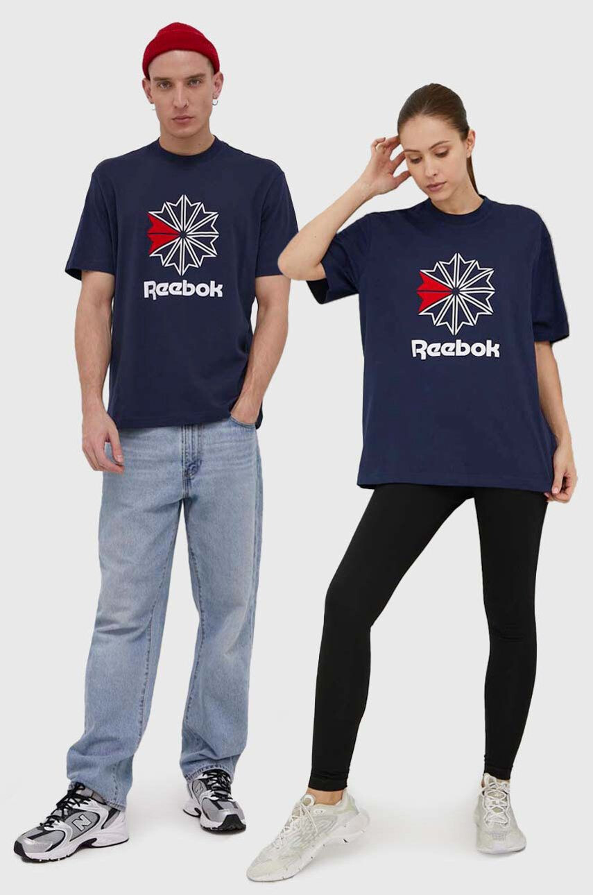 Reebok Classic Bombažen t-shirt mornarsko modra barva - Pepit.si